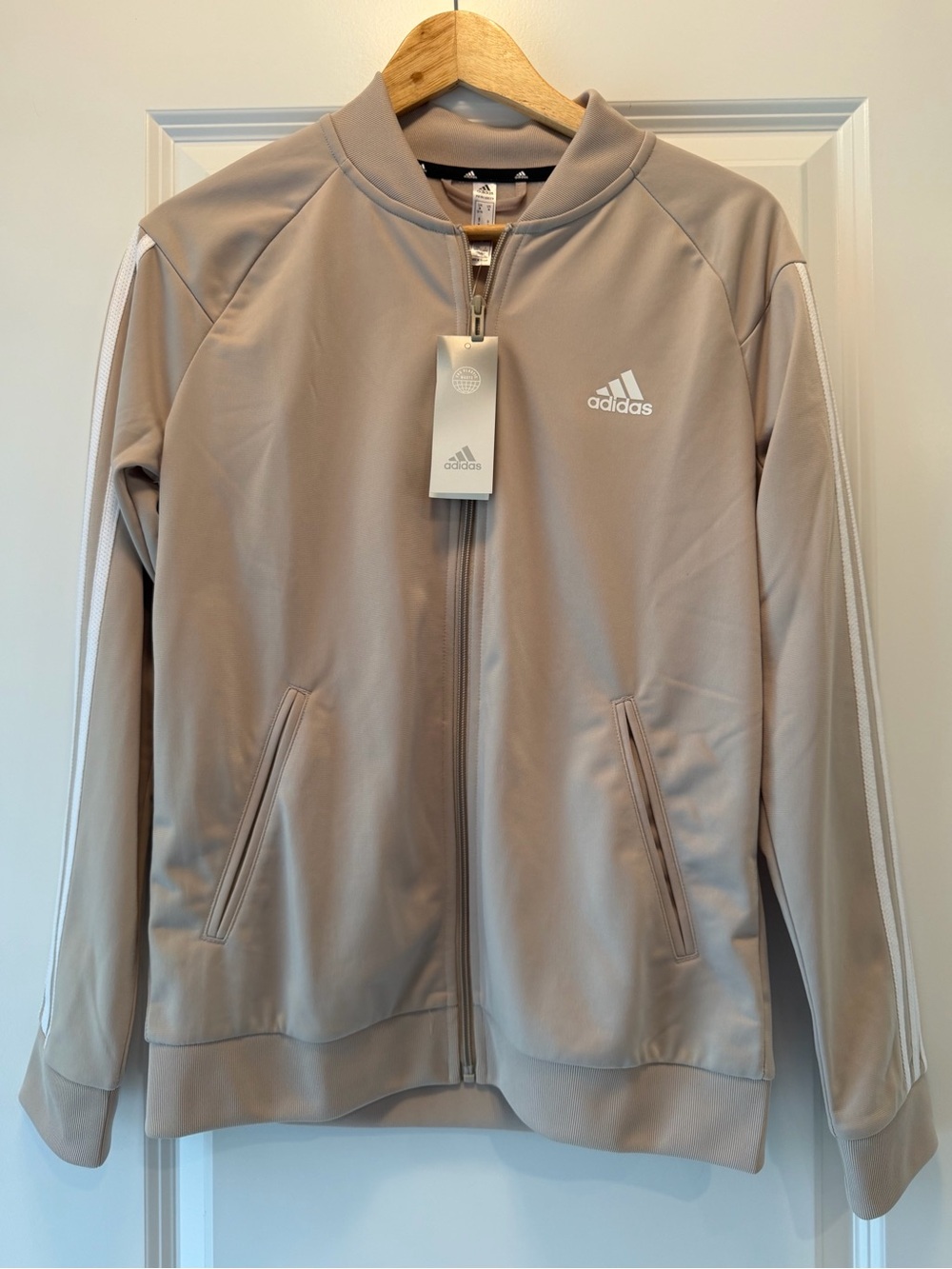 NWT Adidas Women's Beige Track Jacket - Zip Front